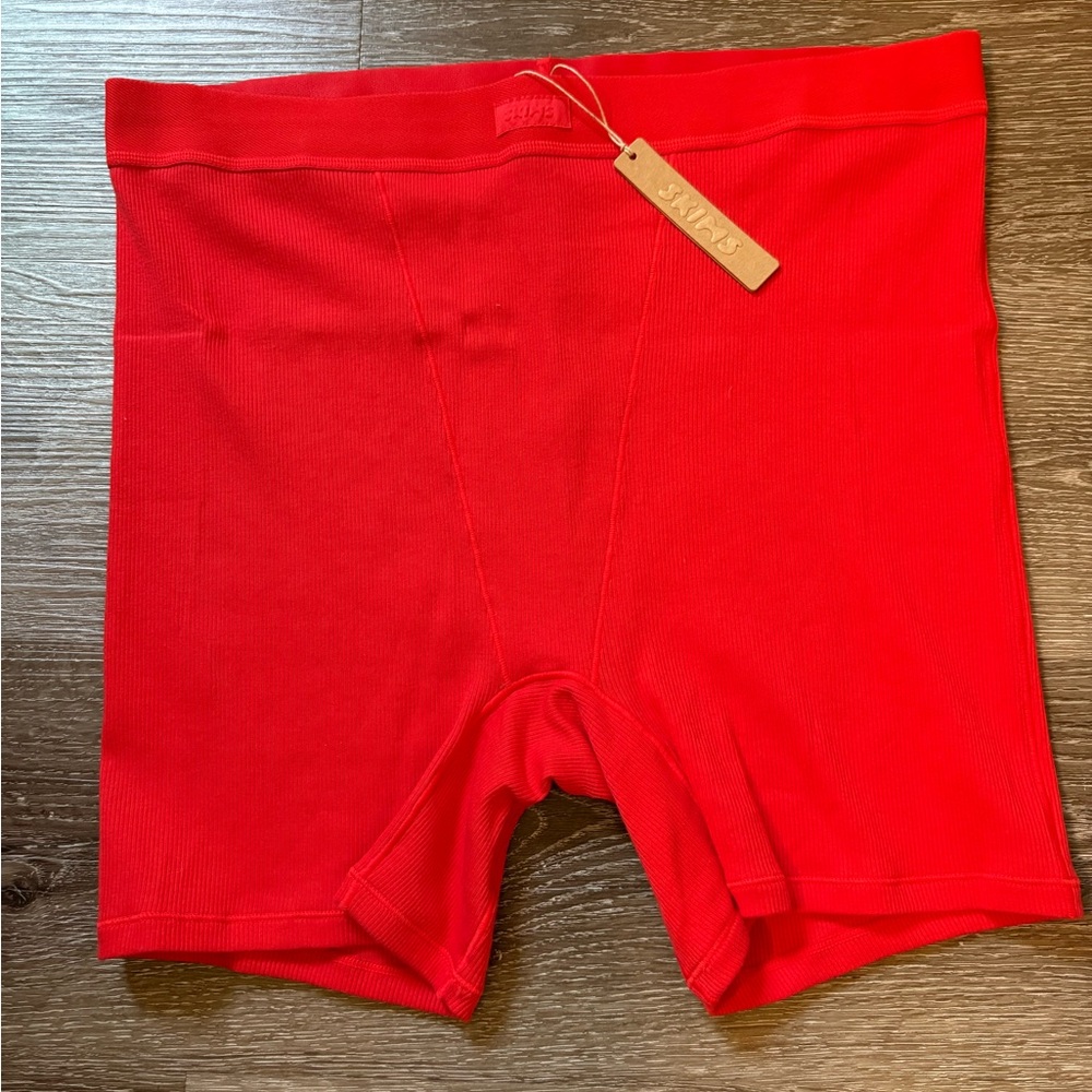 NWT SKIMS Cotton Rib Boxer In Ruby size 2X